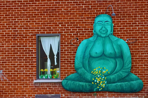 Buddha With Flowers Print