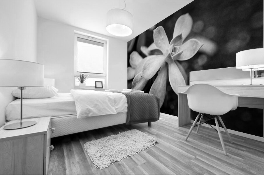 Black  White Floral Series1 Mural print