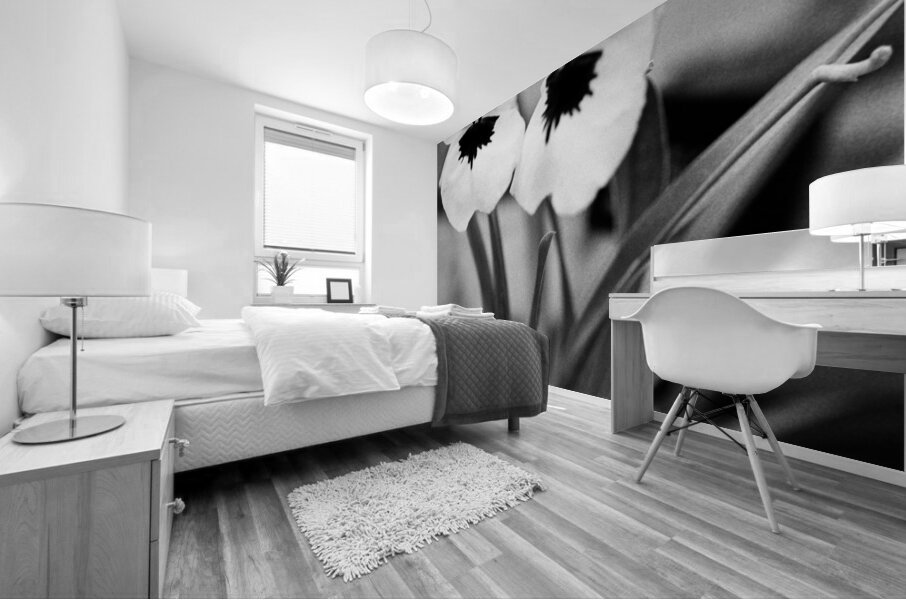 Black  White Floral Series - Double Trouble Mural print
