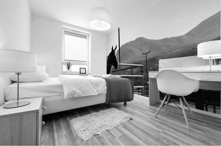 Horse amidst the mountains Mural print