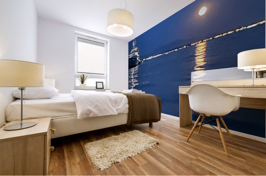 Sailing By A Full Moon Mural print