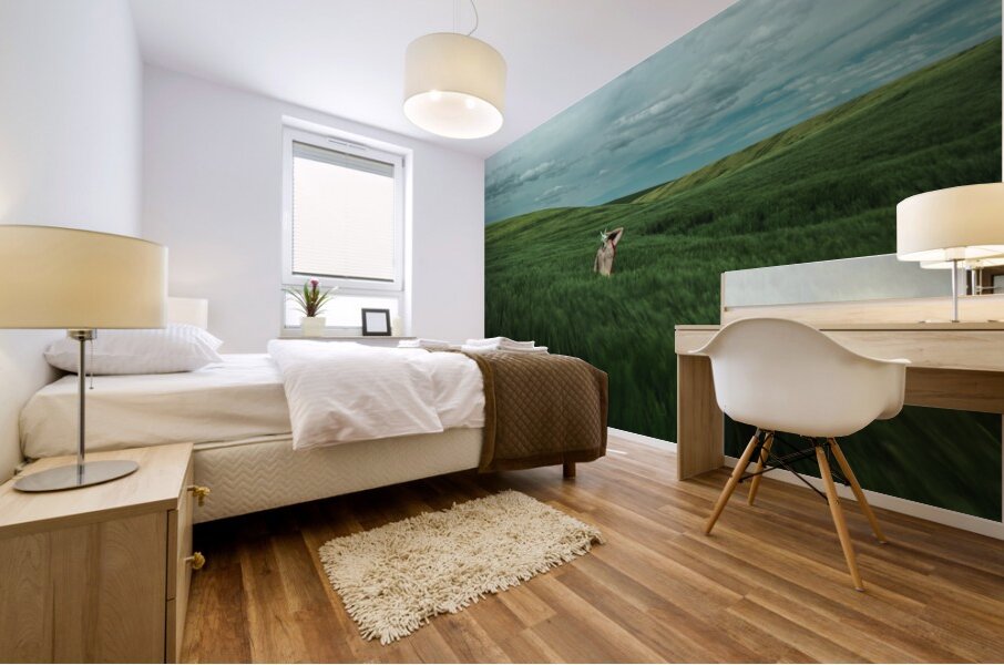 Woman In A Field Mural print