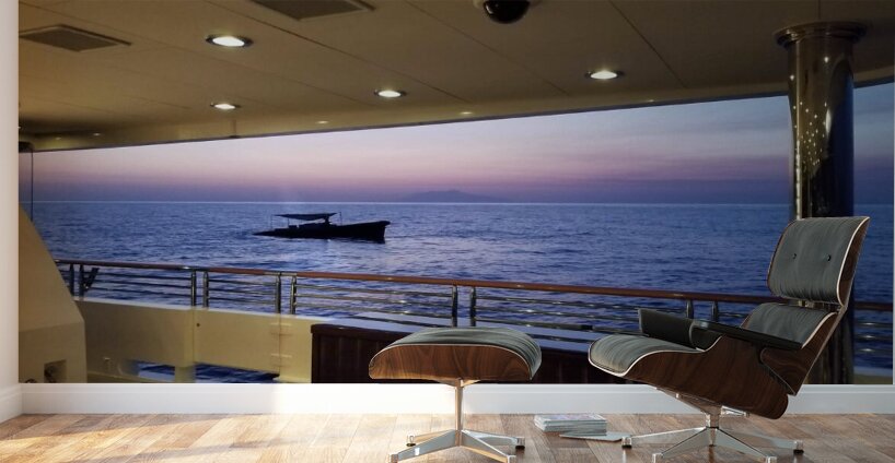 Boats On A Blue Sea Wall Murals