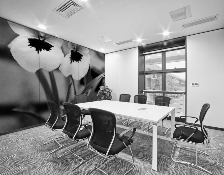 Black  White Floral Series - Double Trouble Wall Printing