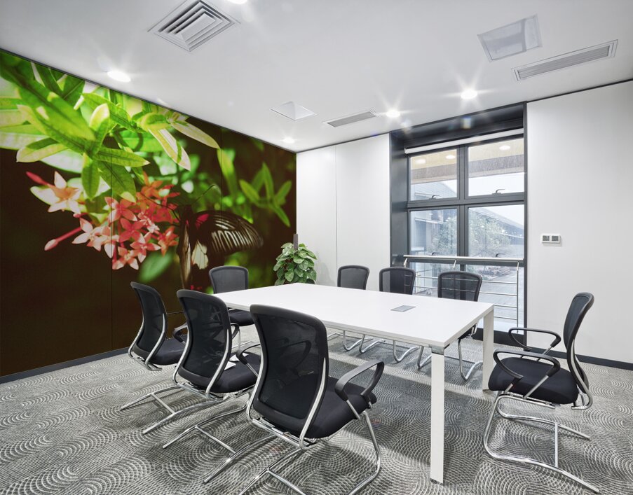 Black butterfly amongst the flowers Wall Printing